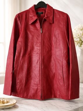 ✨️♥️Colebrook Red Leather Jacket XL – Classic Zip Front